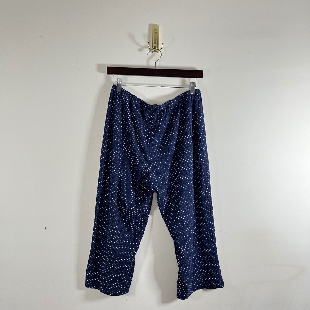 Lauren Ralph‎ Lauren Polka Dot Pajama Set Navy White Cotton Capri Pants Medium - Picture 6 of 8